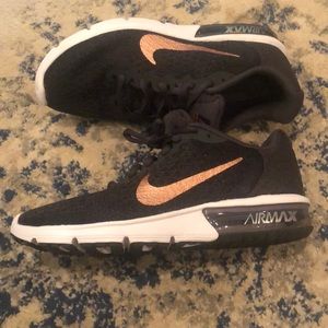 Nike Air Max Sequent 2 NWOT. Black with rose gold accents.